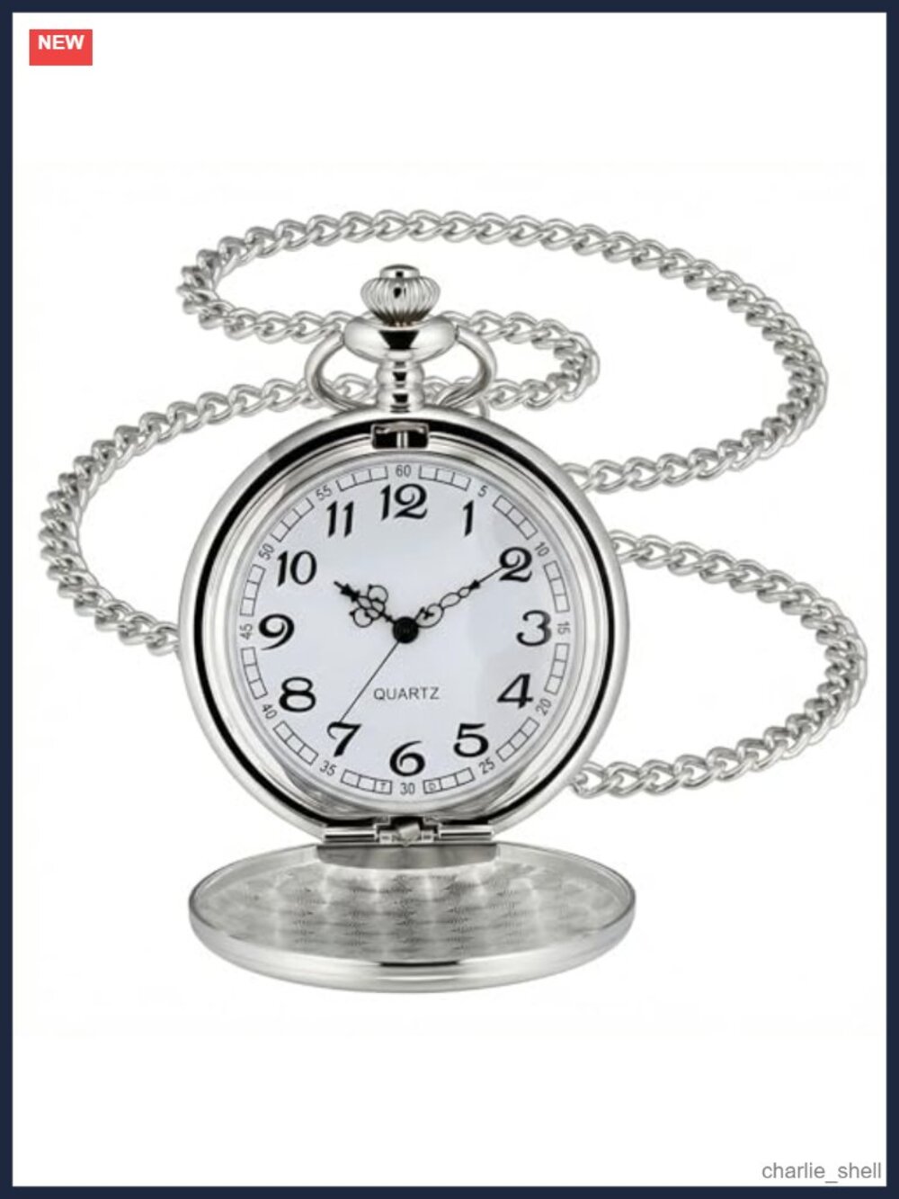 Vintage Quartz Pocket Watch with Chain Silver Alloy 1920s Style Accessory